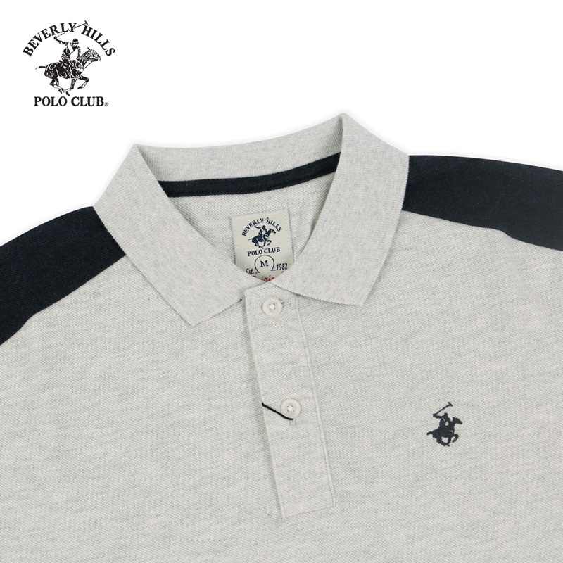 Beverly Hills Polo Club - Áo polo Ngắn tay Nam Slimfit Kem melange MIC- BHPC PMSSS20TL068