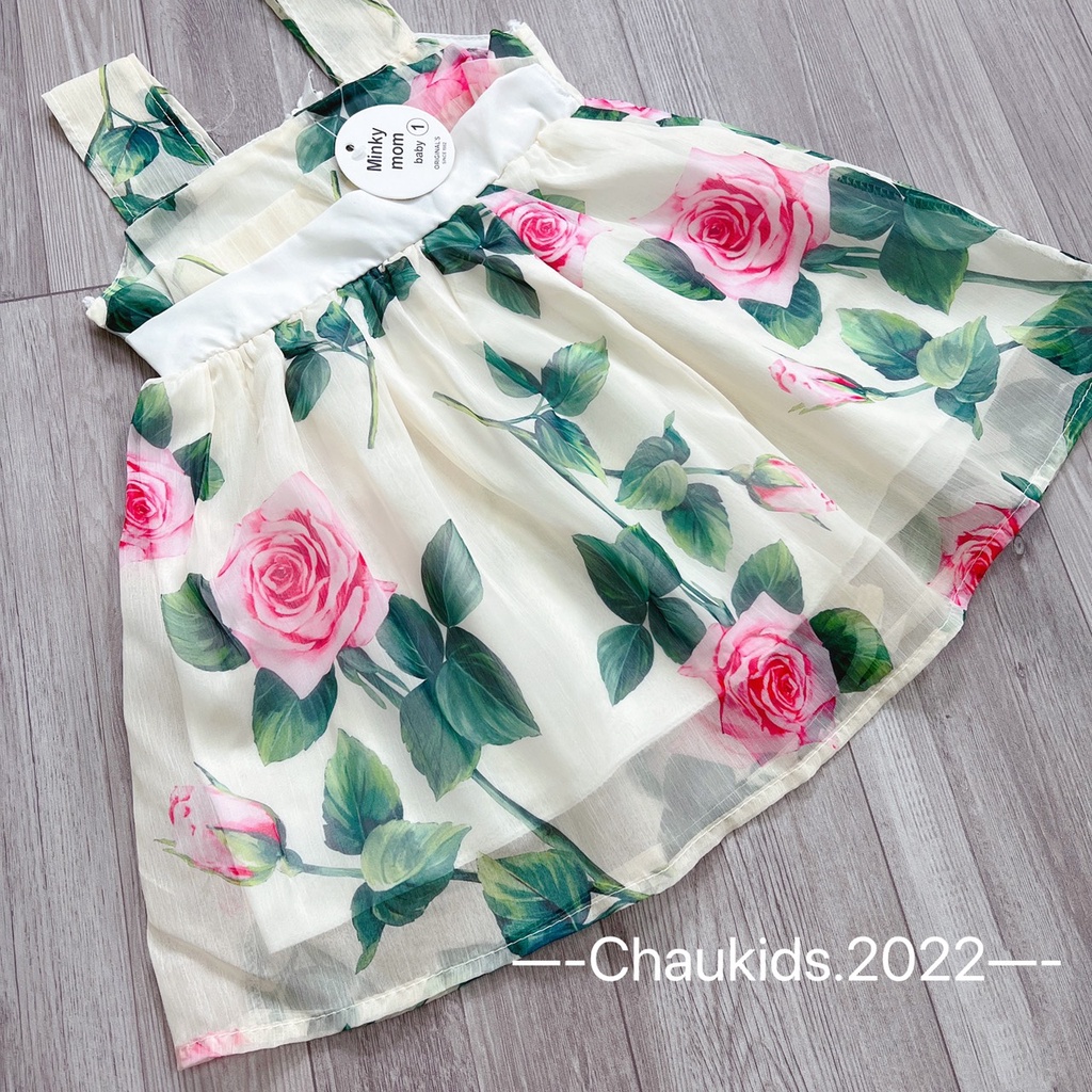 Váy 2 dây hoa hồng bé gái