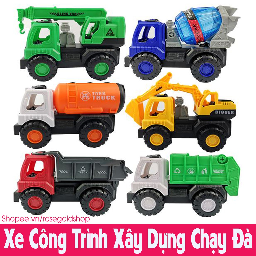 Xe Công Trình Xây Dựng Chạy Đà - Giúp Bé Tăng Cường Vận Động &amp; Học Màu Sắc, Phân Biệt Xe