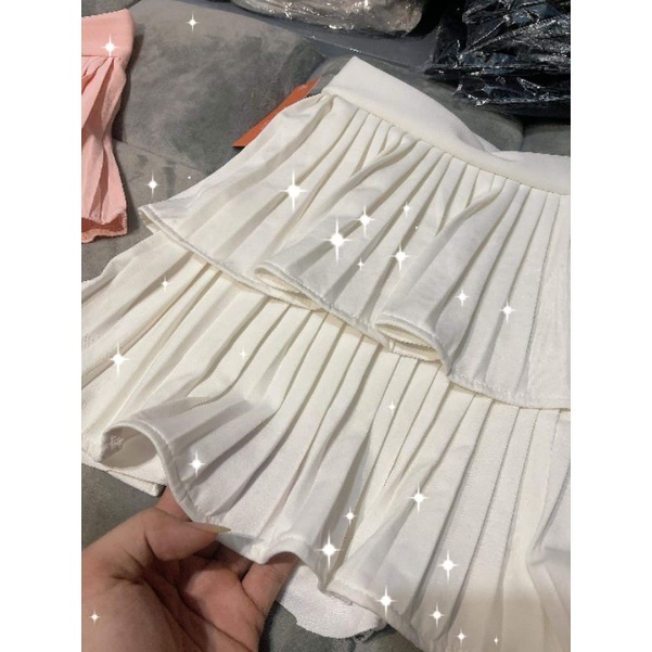 Chân váy 2 tầng dập ly ảnh thật tự chụp