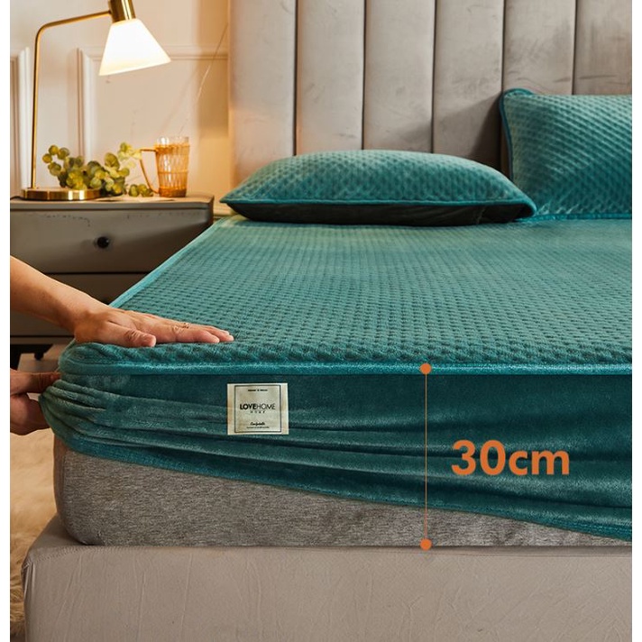 Ga gối nỉ nhung trải giường, thảm nỉ nhung trải giường M2T BEDDING bọc đệm cao tới 30cm