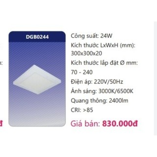 Đèn Led Panel cảm biến 18W DGB0184