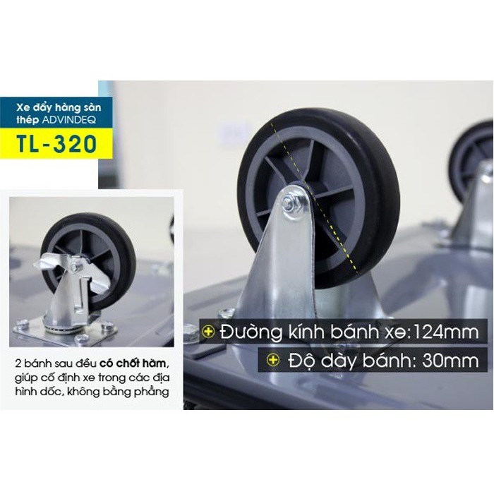 Xe đẩy hàng 4 bánh sàn thép ADVINDEQ TL-320