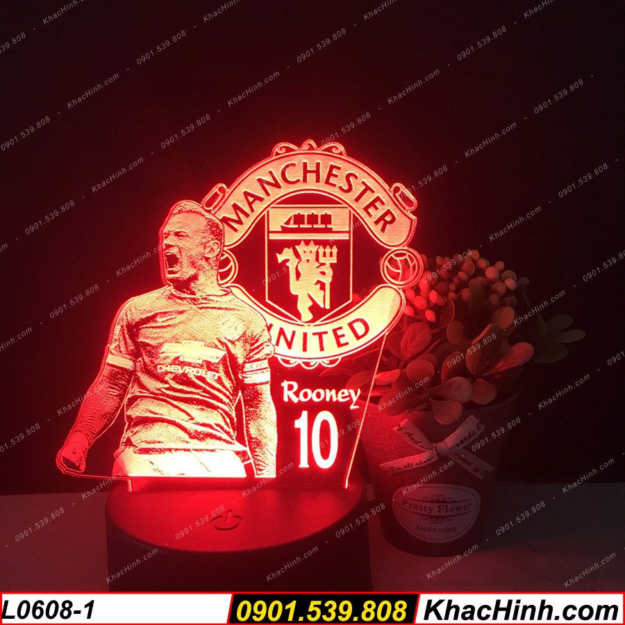 Đèn trang trí khắc hình cầu thủ Rooney - CLB MU, khắc hình ảnh theo yêu cầu, quà tặng ý nghĩa