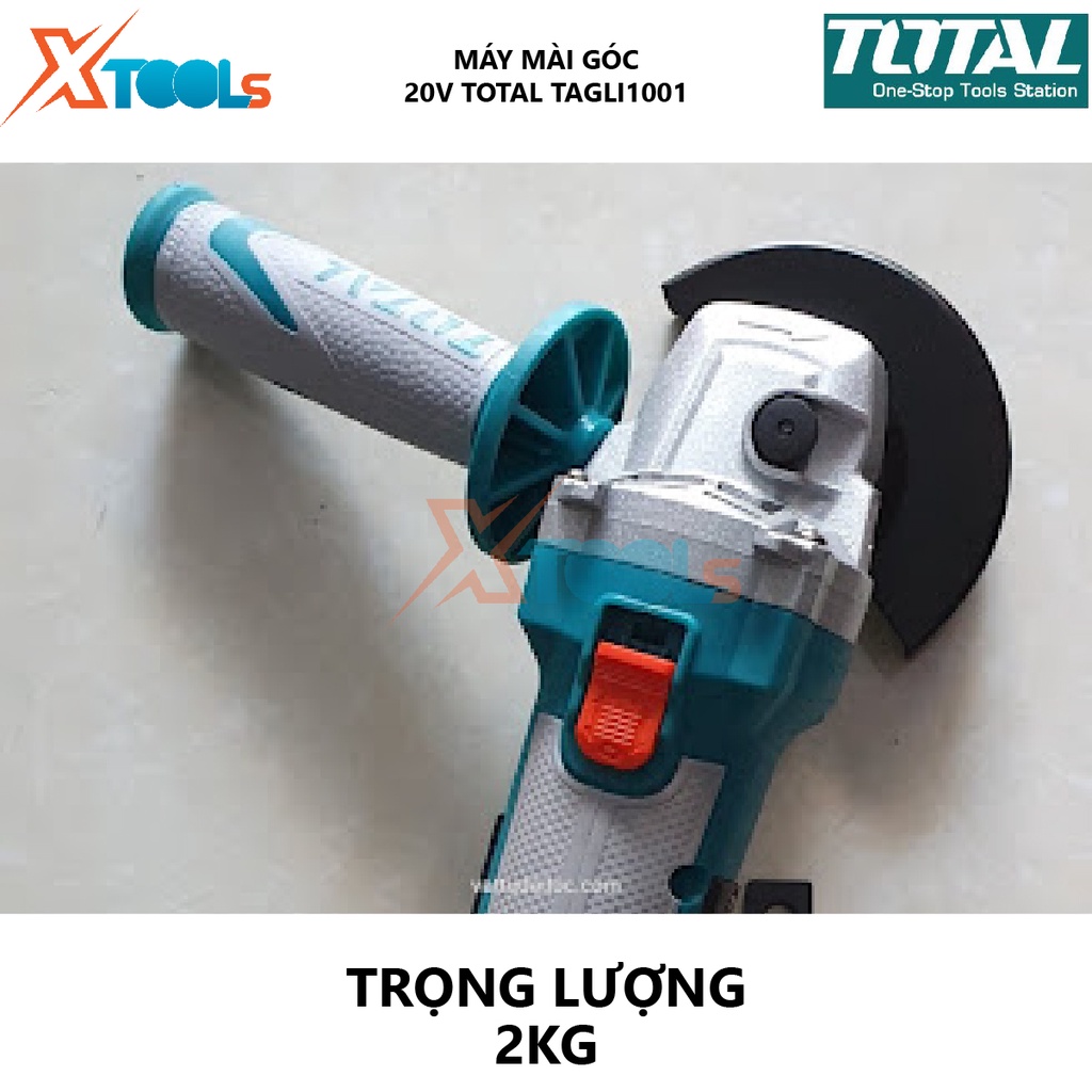 Máy mài góc dùng pin TOTAL TAGLI1001 20V M10 2kg đường kính đĩa mài 100mm thiết kế nhỏ gọn, nhẹ tay - không kèm pin sạc