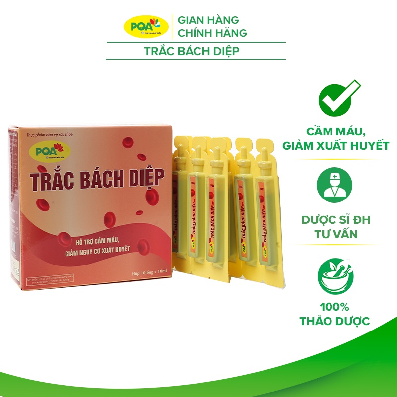 Trắc Bách Diệp PQA Hỗ Trợ Cầm Máu Dùng Cho Người Bị Chảy Máu Cam Hay Mắc Các Chứng Xuất Huyết Hộp 10 Ống