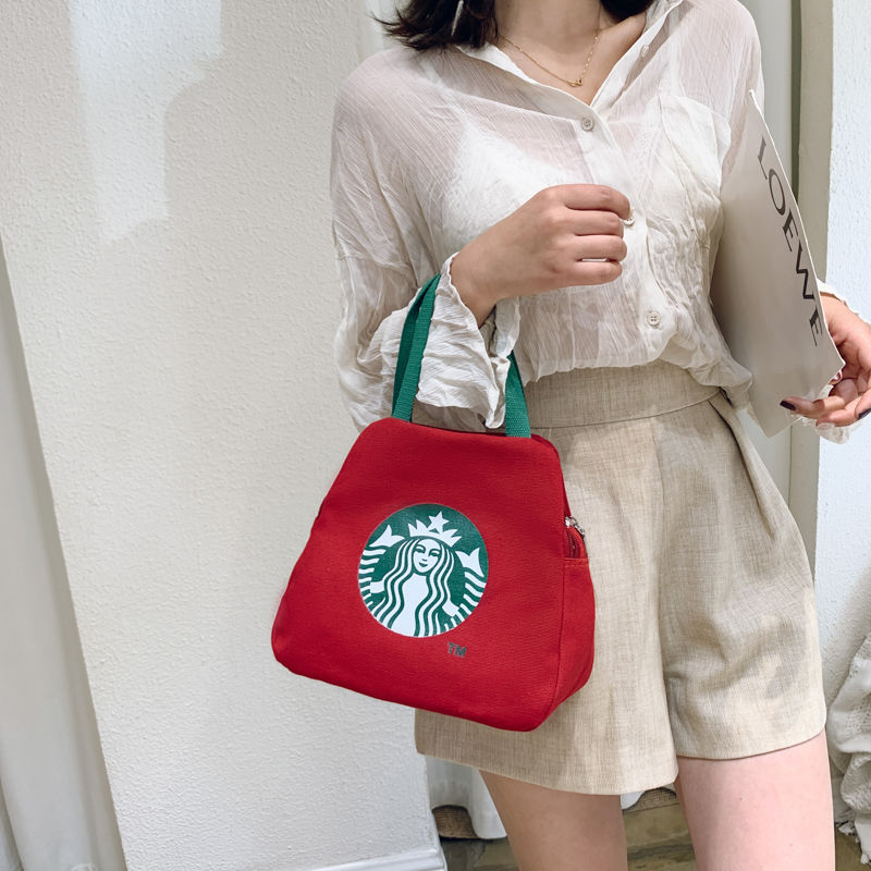 STARBUCKS Túi Xách Tay Bằng Vải Canvas In Họa Tiết Starbuck Dành Cho Nữ