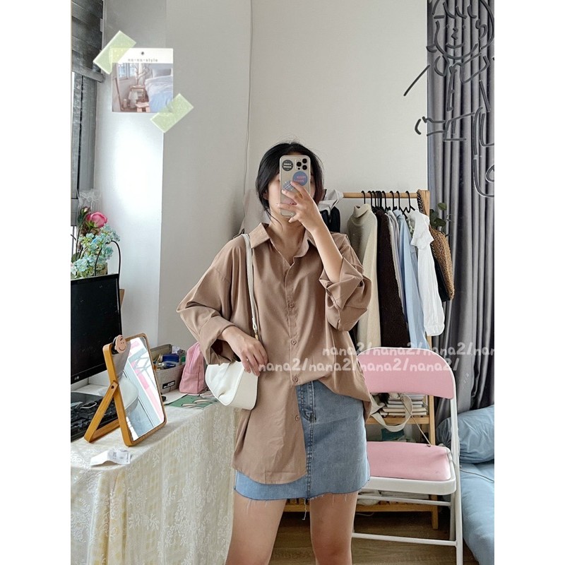 Sơ mi lụa hàn trơn - hàng mới em chụp tạm ở kho