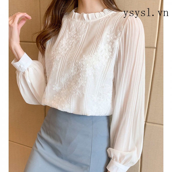 Áo Sơ Mi Vải Voan Màu Trắng Phong Cách Phương Tây Thời Trang Mùa Xuân Mới