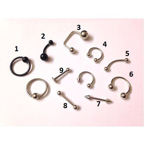 Khuyên xỏ cơ bản 100% thép y tế không gỉ, không phai màu