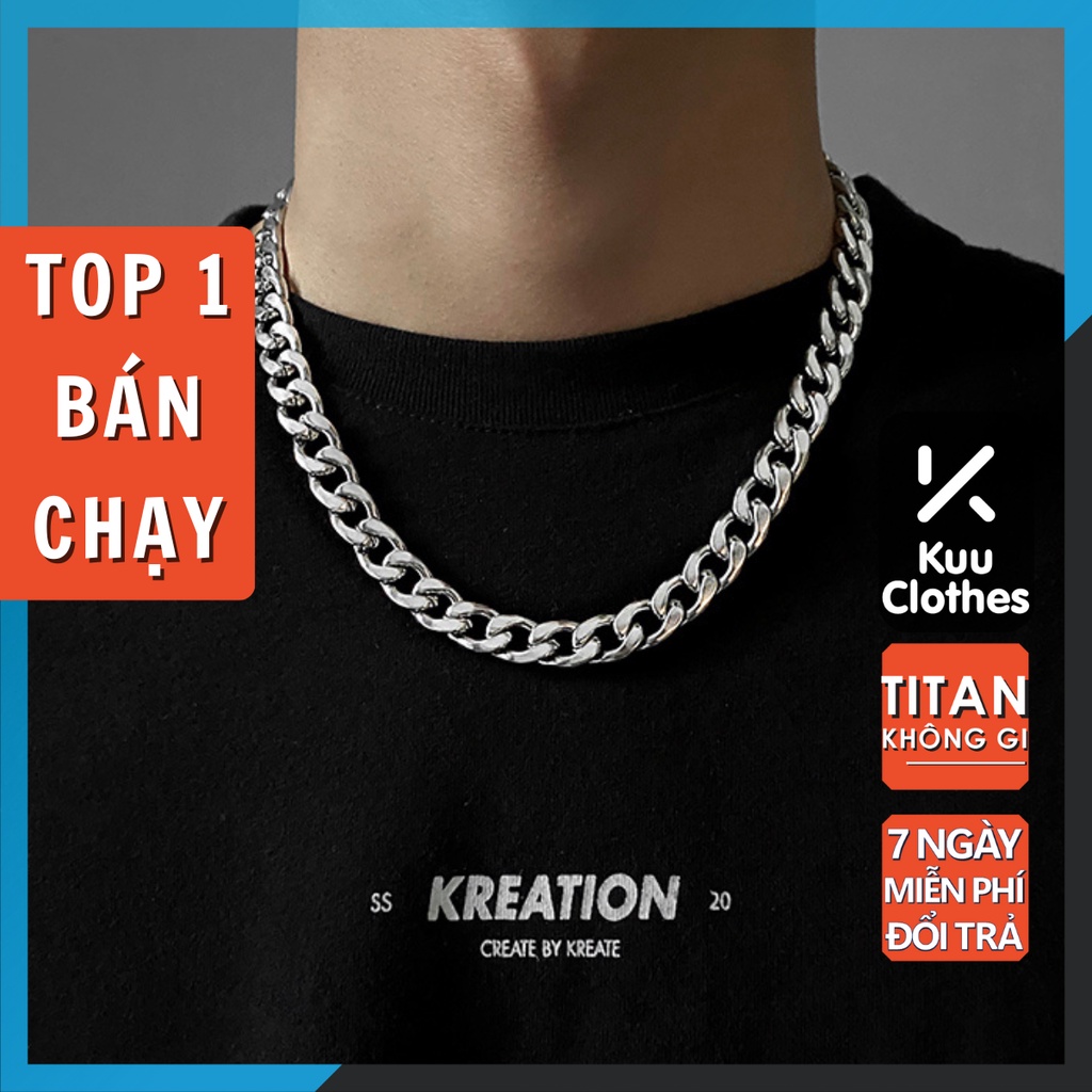 Dây Chuyền Nam Nữ Vòng Cổ Titian Không Gỉ Chuỗi Trơn Bản Lớn Kuu Clothes Cá Tính Thời Trang - Dây Chuyền Chuỗi Trơn