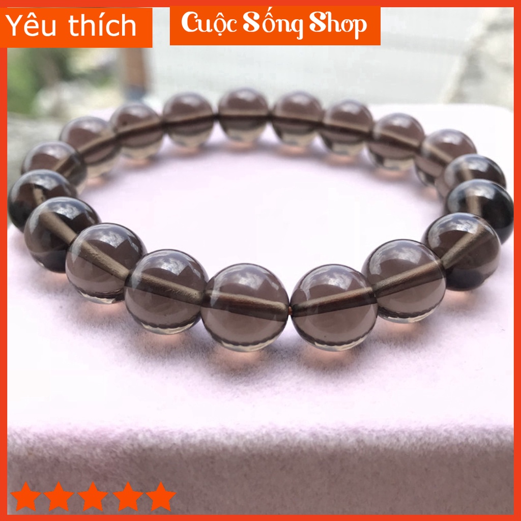 [hàng chuẩn] Vòng Tay Thạch_Anh Khói Đen, Phong Thủy Hợp Mệnh Thủy và Mộc, May Mắn,Bình An, Công Việc Thuận lợi. D56