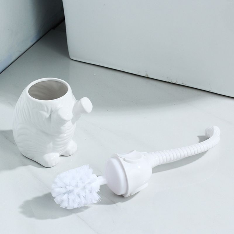 Bàn Chải Vệ Sinh Toilet Cán Dài Bằng Gốm Sứ Hình Chú Voi Tiện Lợi