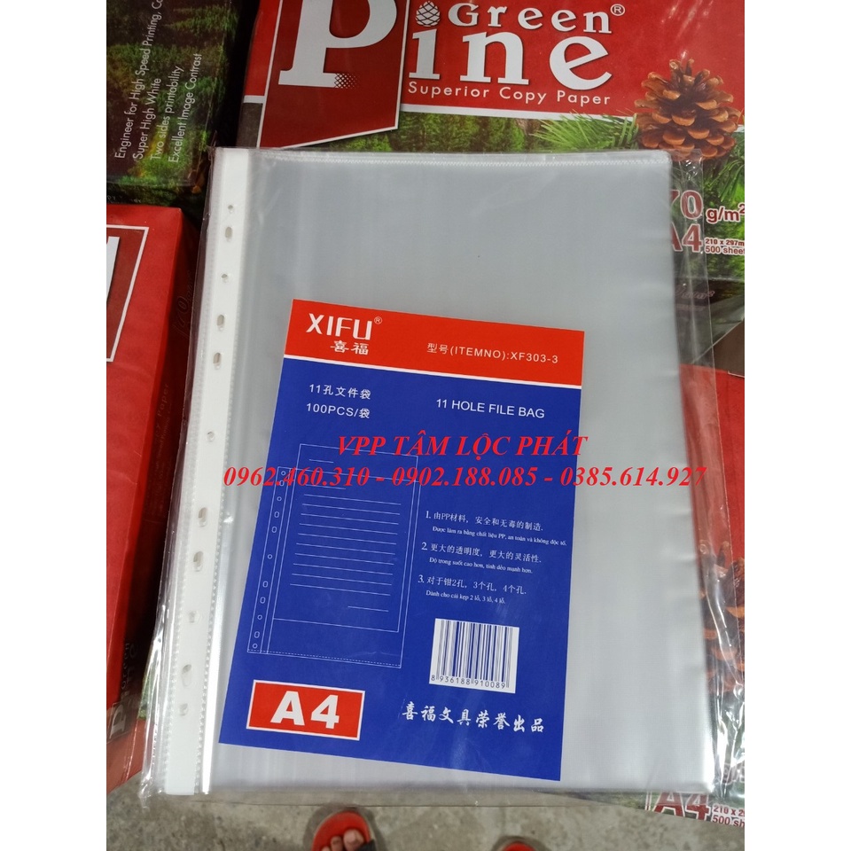 SƠ MI LỖ XIFU XANH , Túi 11 lỗ, bìa lỗ