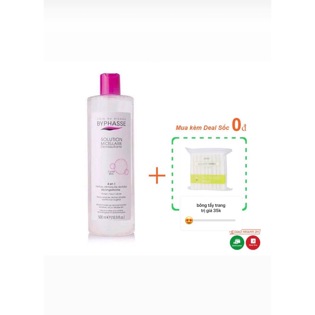 Nước Tẩy Trang Byphasse Không Cồn Dành Cho Mọi Loại Da 500ml