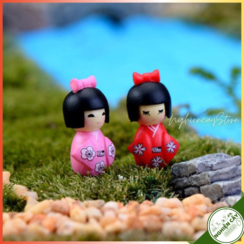 Phụ kiện Cô gái Kimono trang trí tiểu cảnh, cây cảnh, sen đá