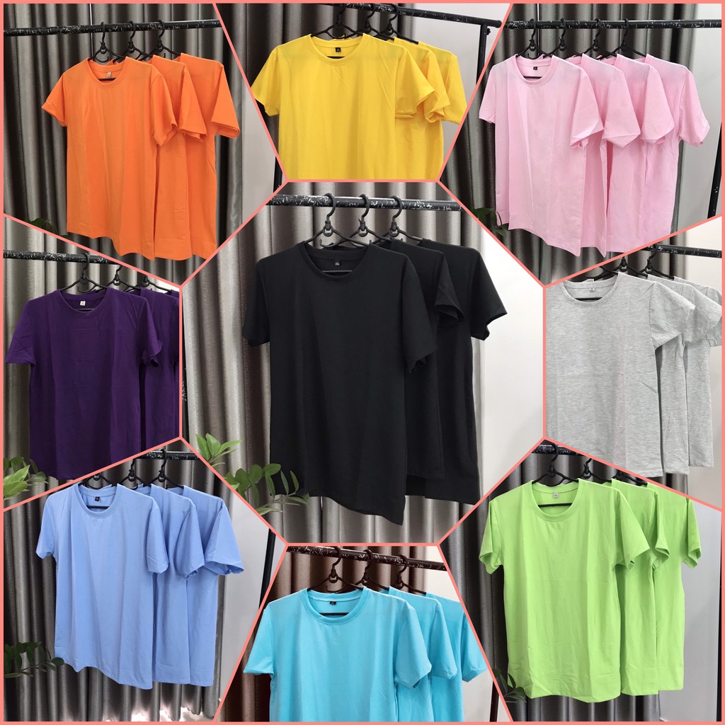 (Size XL 63-75kg) Áo Thun Trơn Màu Unisex Chất Cotton Cao Cấp Cho Nam Và Nữ TTC01