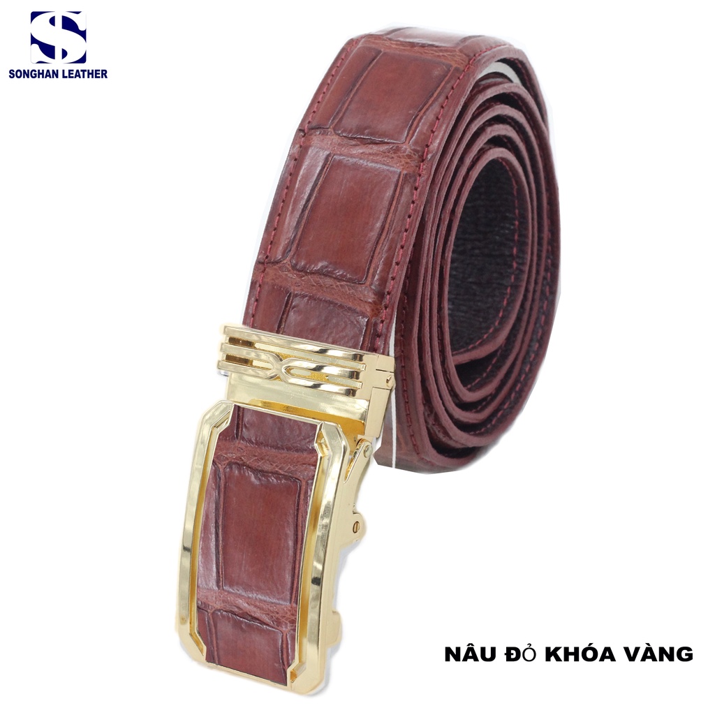 Dây Lưng Da, Thắt Lưng Da Cá Sấu Bản 3.5cm Songhan Leather MB01 Bản Liền Kèm Khóa Trượt Cao Cấp Không Rỉ BH 12 Tháng