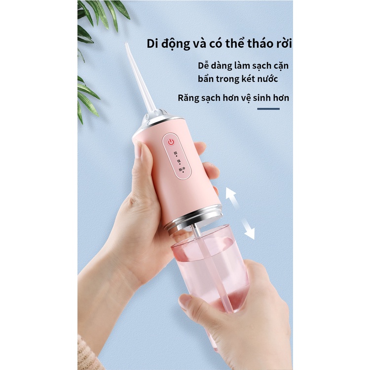 Tăm Nước Oral Irrigator Cầm Tay- Máy Tăm Nước Vệ Sinh Răng Miệng Cao Cấp - Máy Tăm Nước 4 Đầu Chuyên Dụng Làm Sạch Sâu