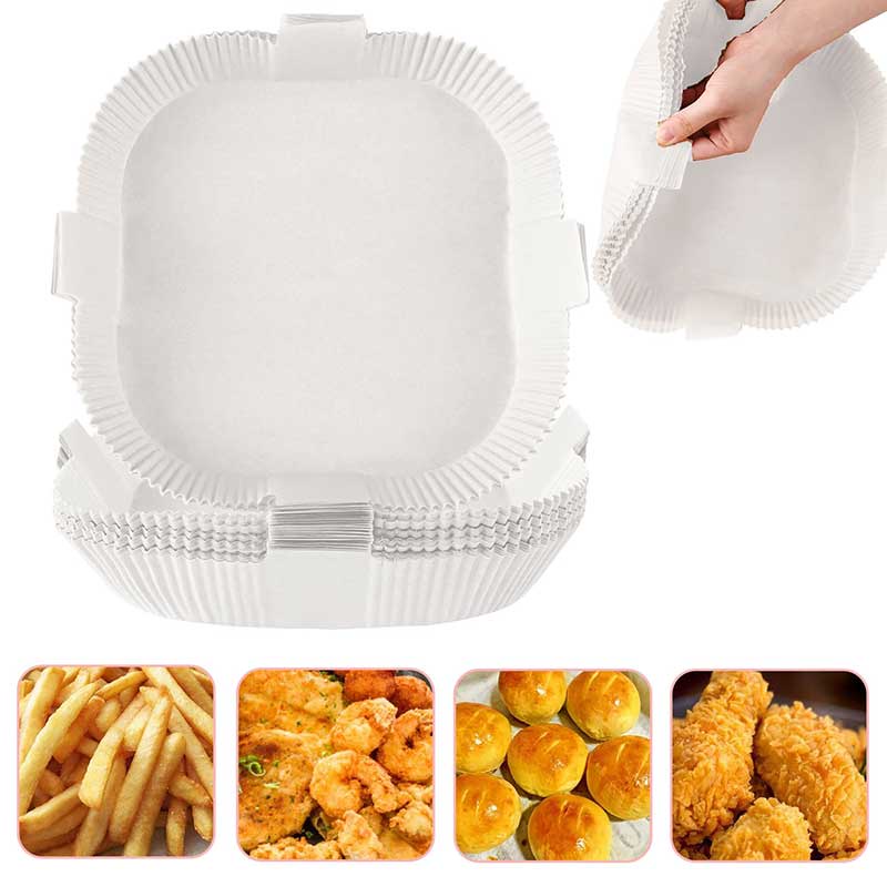 Set 50/100 Miếng Giấy Lót Hấp Bánh/Nướng Bbq Hình Vuông Dùng Một Lần Chống Dầu Có Tay Cầm Cho Nhà Bếp