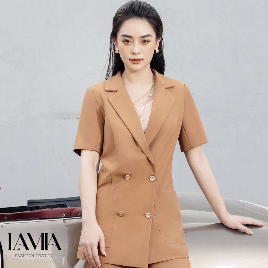 Vest Nữ Hè Màu Nâu Đậm Túi Ốp Tinh Tế Đối Xứng LE100