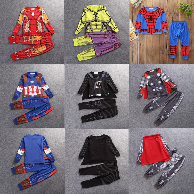 Bộ quần áo tay dài hình siêu anh hùng Avengers phụ kiện thiết kế dễ thương độc đáo cho bé 1-5 tuổi
