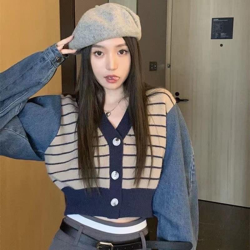 ÁO LEN PHỐI TAY JEAN SIÊU CHẤT