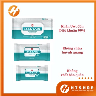 Khăn Ướt Cồn Kháng Khuẩn Luck Lady Dạng Gói 10/25/50 Tờ Tiện Dụng