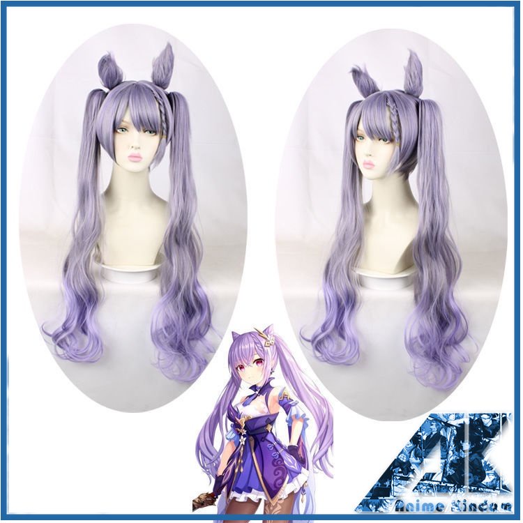 Genshin Impact KEQING Cosplay Bộ Tóc Giả Hóa Trang Nhân Vật Anime Cho Nữ