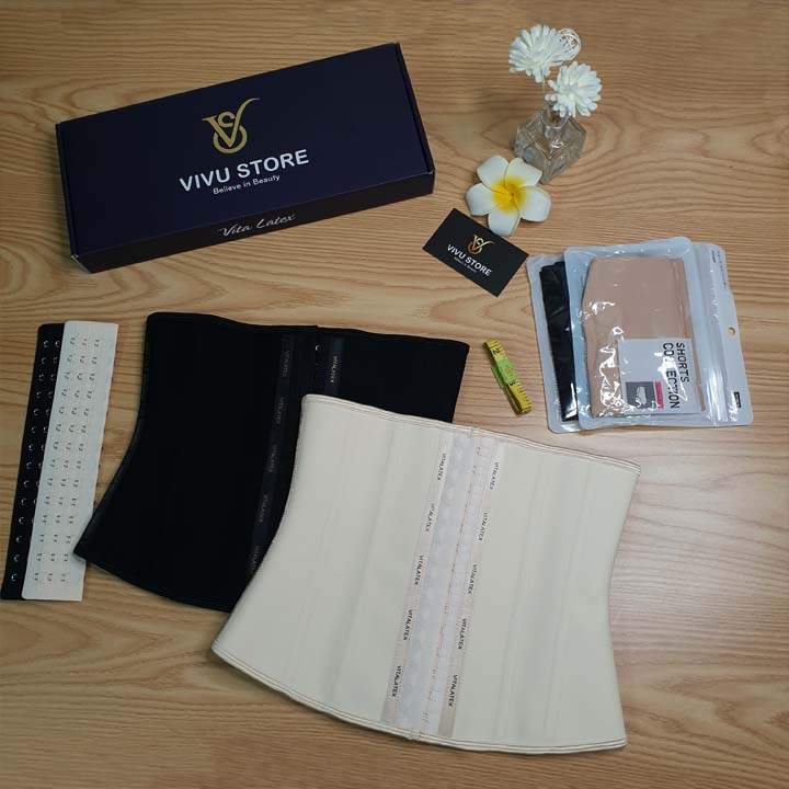Đai Nịt Bụng VITA LATEX 13 Xương Cao Cấp giảm eo. Tặng Thanh Nới Size + Lót Liner + Thước Dây