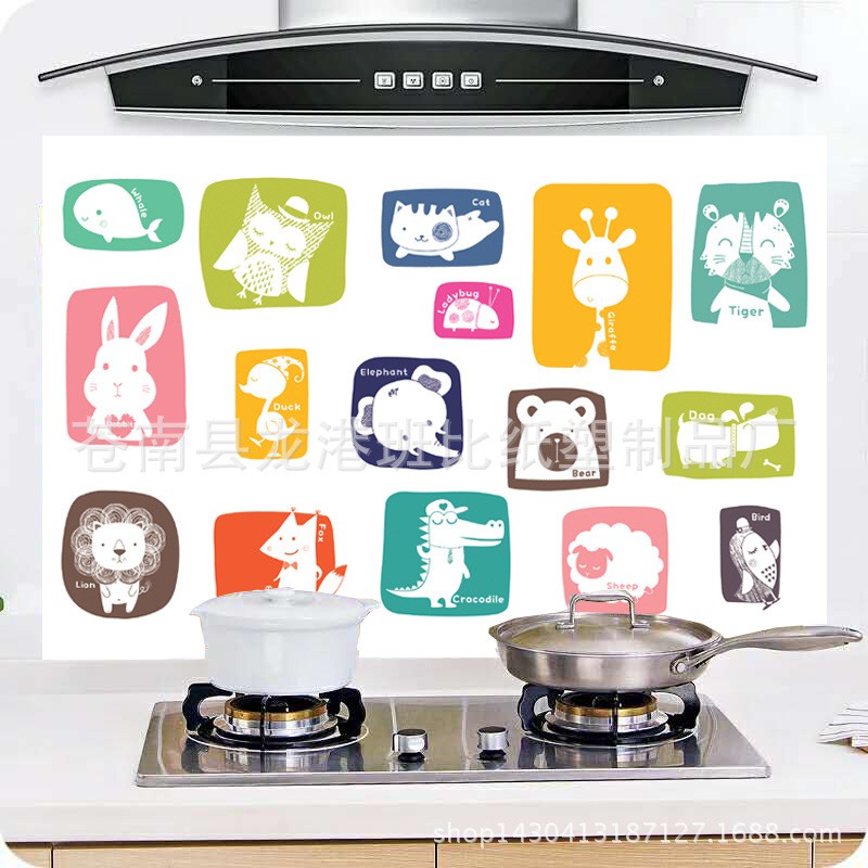 Decal dán bếp tráng nhôm cách nhiệt thú xinh khổ 0.6m keo sẵn (giá bán 1m dài)