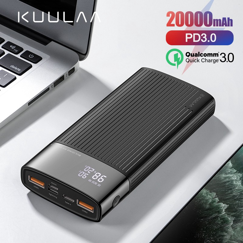 Sạc Dự Phòng Kuulaa 20000mah Usb 3.0 Cho Huawei Iphone