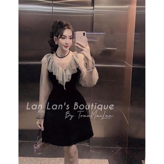 VÁY NHUNG PHỐI LƯỚI BI