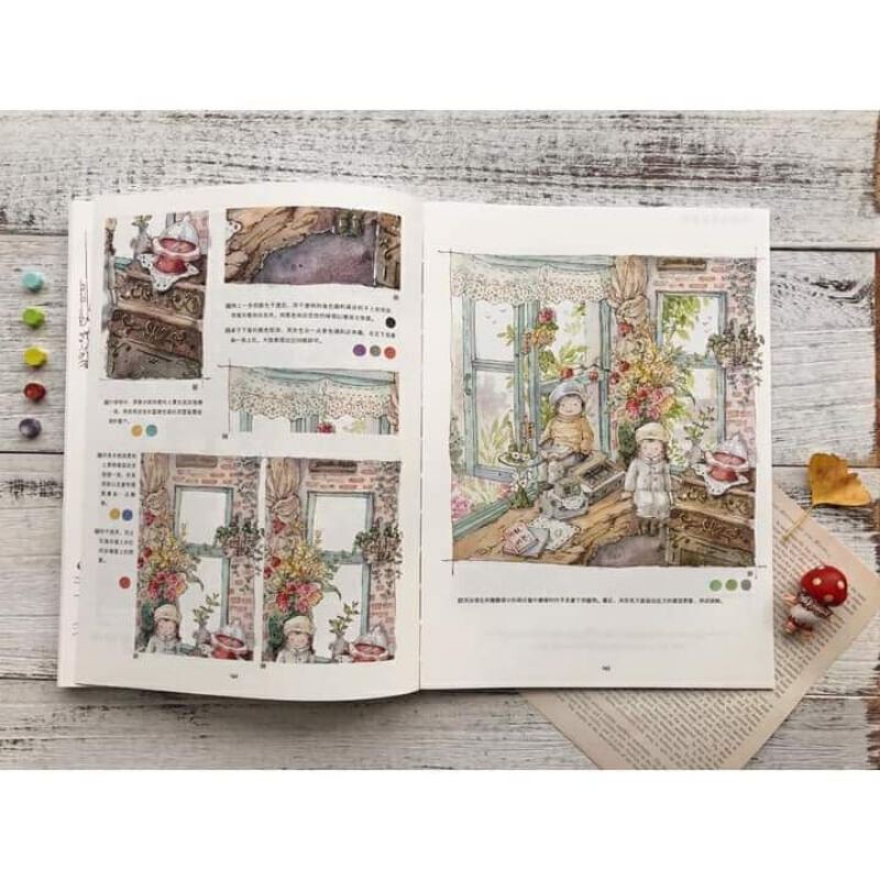Artbook album ảnh GÓC PHỐ NHỎ tranh dạy vẽ phong cách Nhật Bản minh họa anime chibi xinh xắn