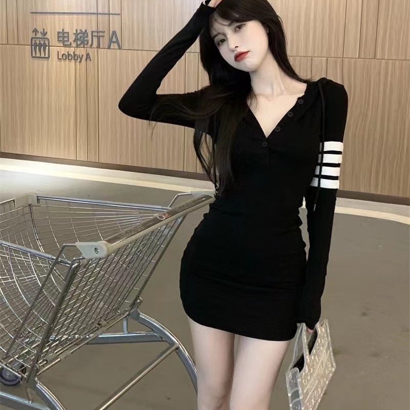 Đầm Tay Dài Ôm Eo Thời Trang Mùa Thu Hàn Quốc Mới Dành Cho Nữ