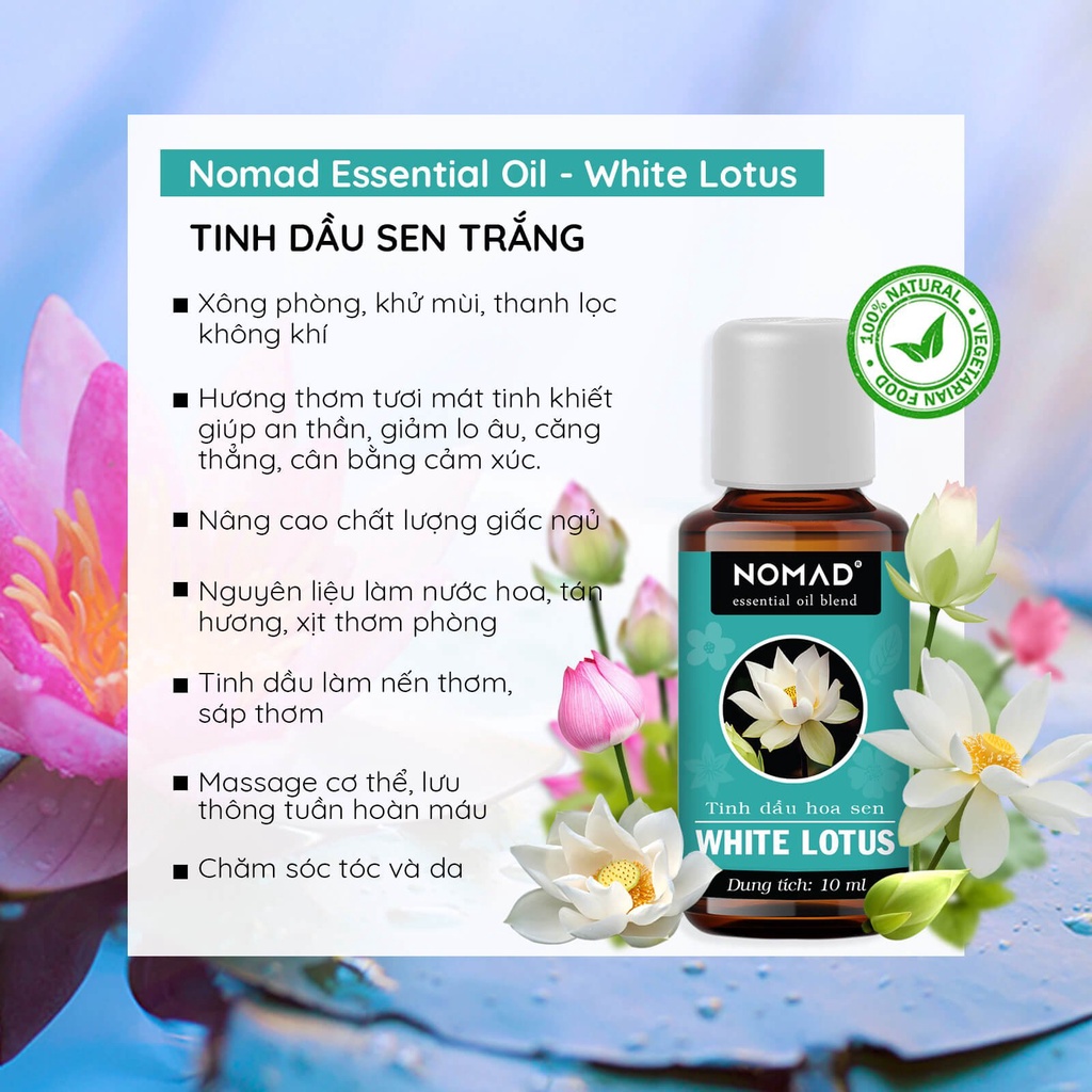 Tinh Dầu Sen Trắng Nomad Essential Oil White Lotus