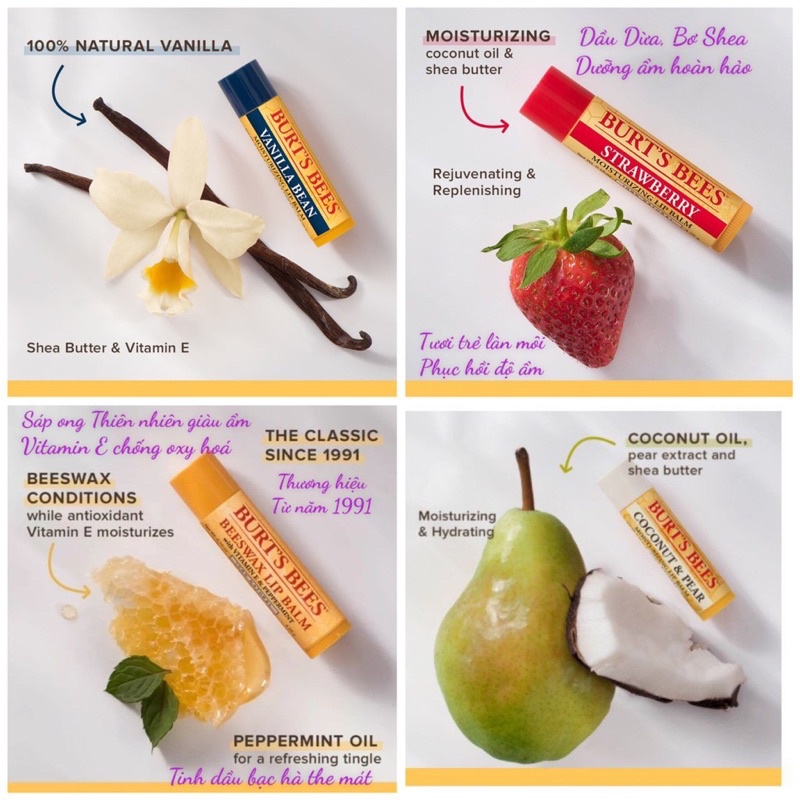 Son dưỡng Burt’s Bee Beeswax Lip Balm