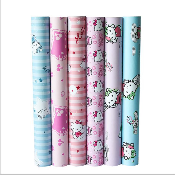 10m decal dán phòng bé gái màu hồng hình kitty dễ thương khổ 0.45m có sẵn keo