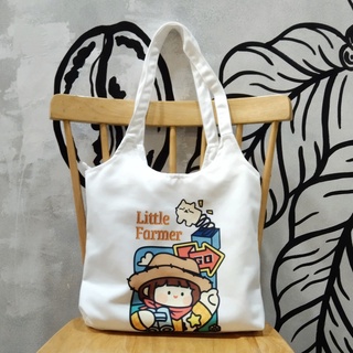 Túi note hàn quốc, vải canvas 100% poli cao cấp, phong cách thời trang ulzzang, có khoá miệng xịn xò LITTLE FARMER K11