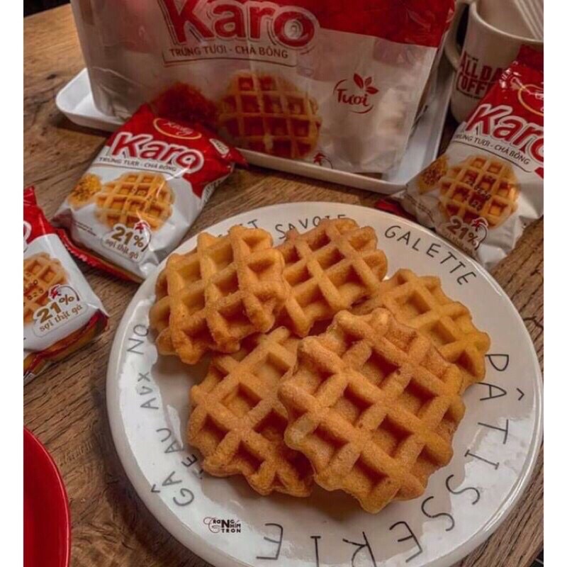 Bánh trứng tươi Karo- Chà bông Phô mai hoàng kim/ Sợi thịt Gà 6gói*26g | BigBuy360 - bigbuy360.vn