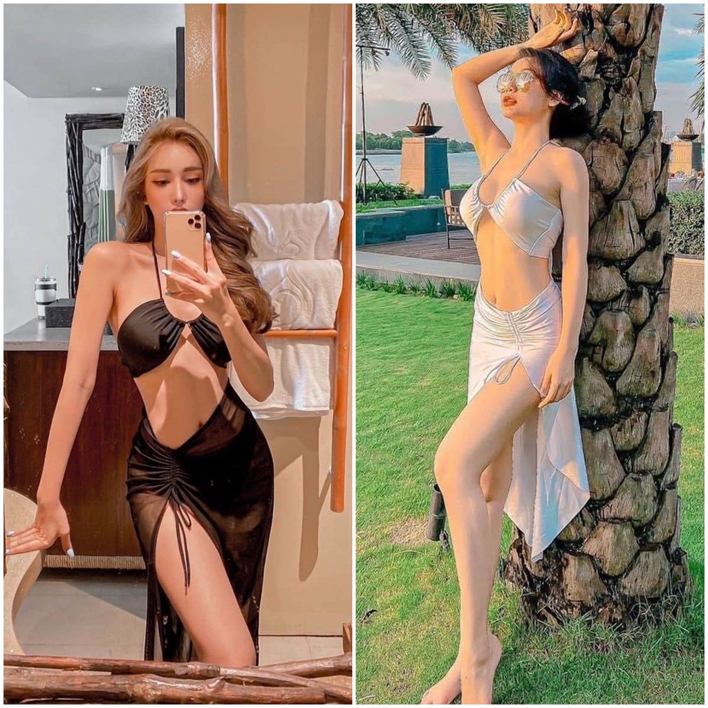 (CAO CẤP) Bikini sexy 3 mảnh có quây siêu hot ❤️ Áo tắm đi biển đẹp ❤️ đồ bơi nữ Hàn Quốc kín đáo quần tam giác gợi cảm