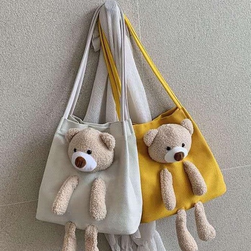 Túi Tote GẤU TEDDY Vải Canvas G271 siêu HOT - Túi Vải Kèm Gấu Bông Siêu To Cực Trend HÀNG CHẤT LƯỢNG CAO