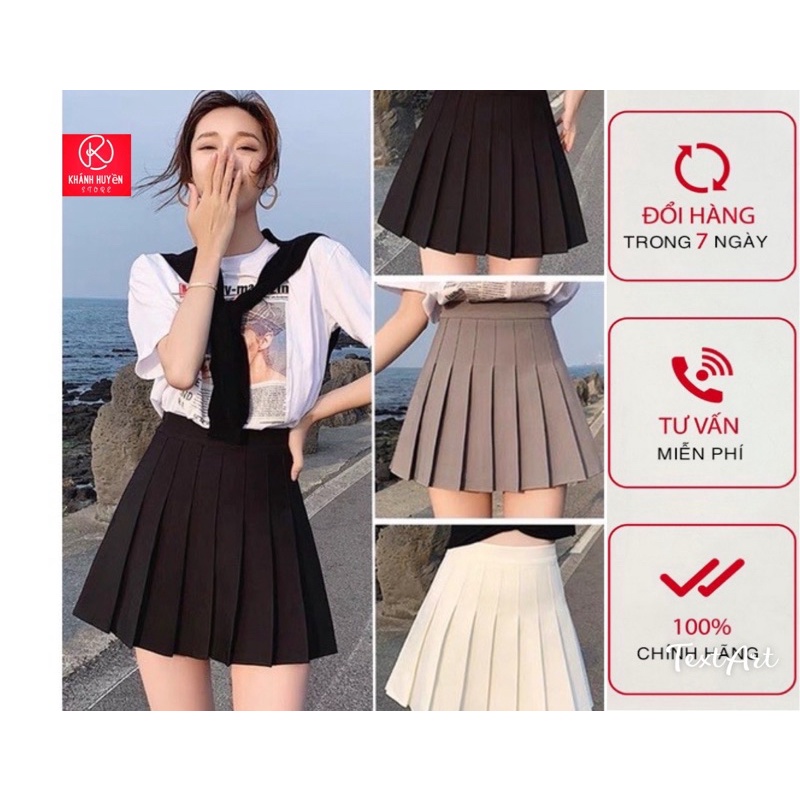 Chân Váy Ngắn Xếp Ly Tennis KH107 dáng Chữ A Xòe, Chân Váy Xếp Li Tennis dáng Chữ A