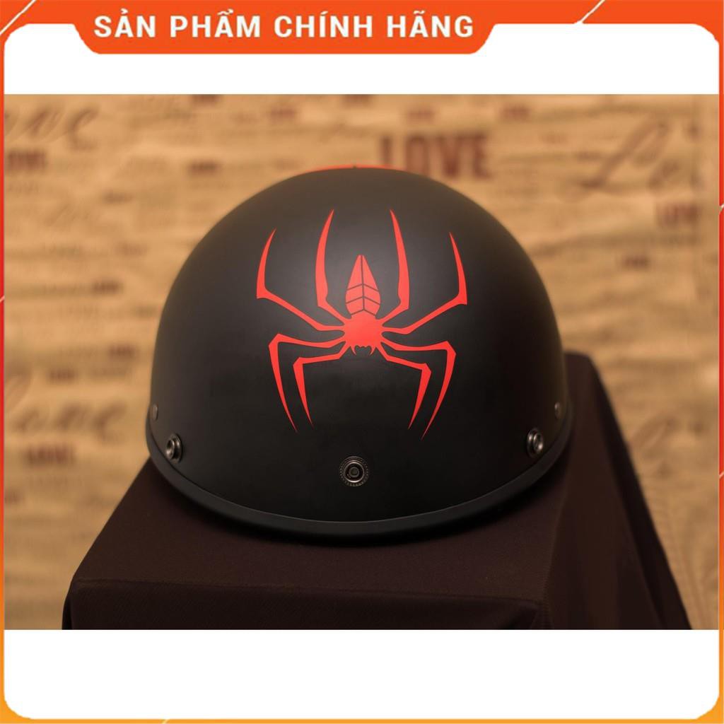 Mũ Bảo Hiểm Teem Spider Man, Nón Bảo Hiểm Đi Phượt Nửa Đầu Tặng Kèm Kính phượt UV 400 7 màu