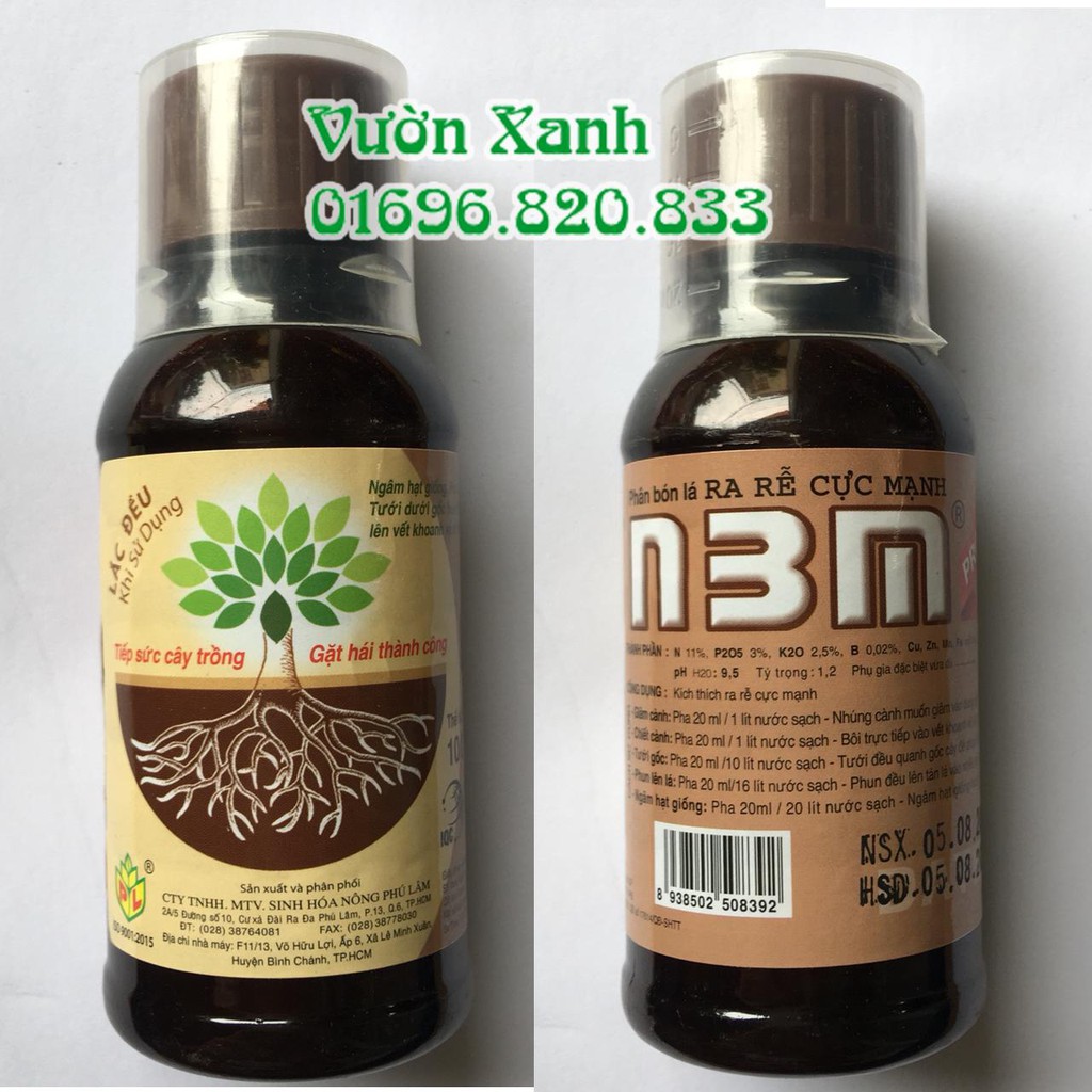 Combo 3 chai Phân bón lá kích ra rễ cực mạnh N3M dạng nước 100ml