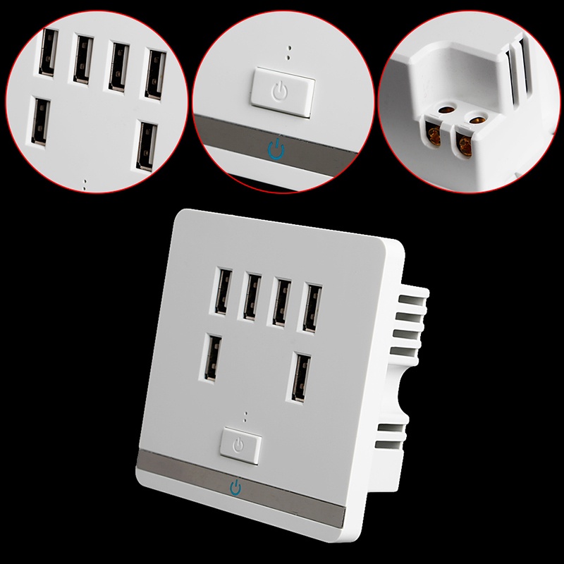 Ổ Cắm Điện Gắn Tường 6 Cổng USB 3.4A