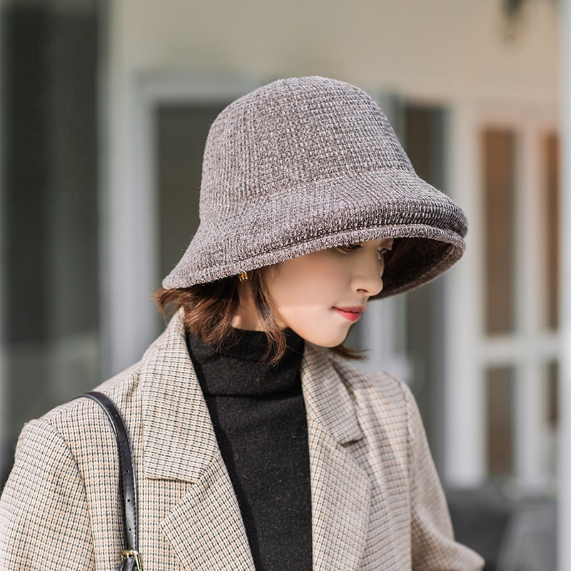 2019 Korean style autumn and winter style solid color round brim fisherman hat