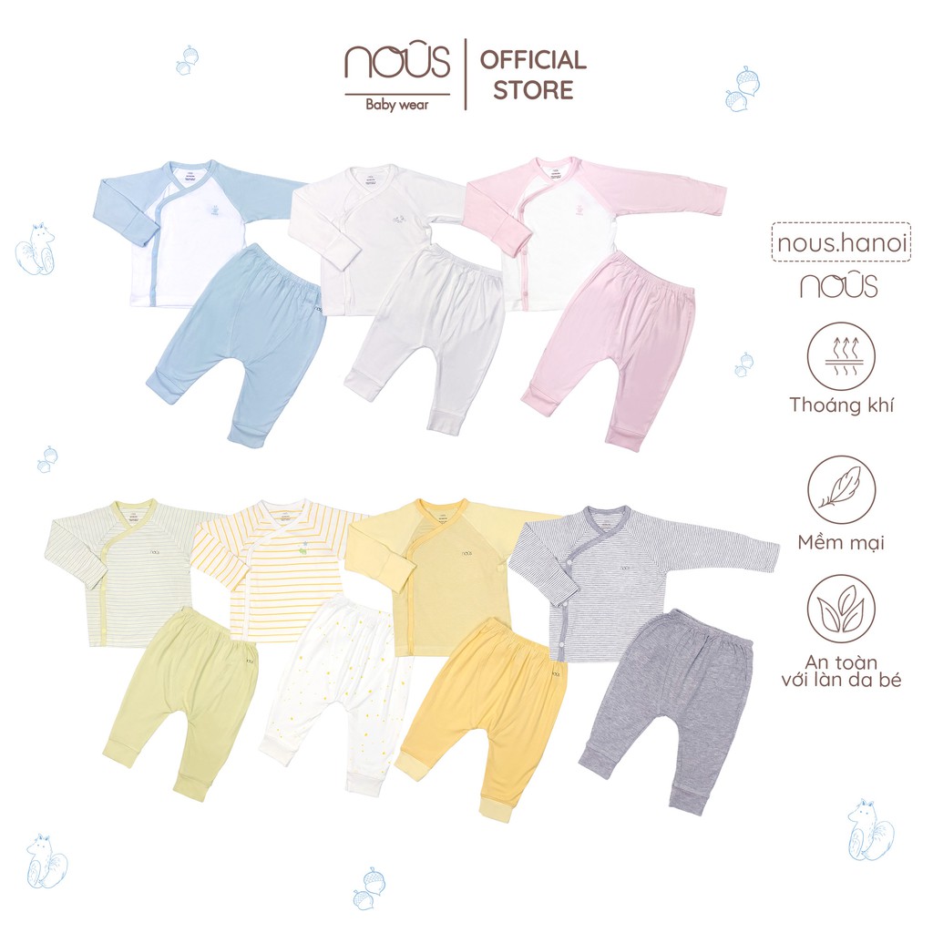 Bộ Quần Áo Sơ Sinh Nous Cài Lệch Kẻ Vàng Nous (Size Sơ Sinh Newborn NB) - NBCL9