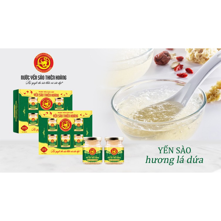 COMBO 2 Hộp Nước Yến sào Thiên Hoàng 15% yến tổ hương lá dứa (6 lọ x 70ml)