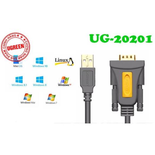 Cáp chuyển đổi USB sang Com RS232 âm UGREEN 20201 dài 1,5m - Hàng chính hãng